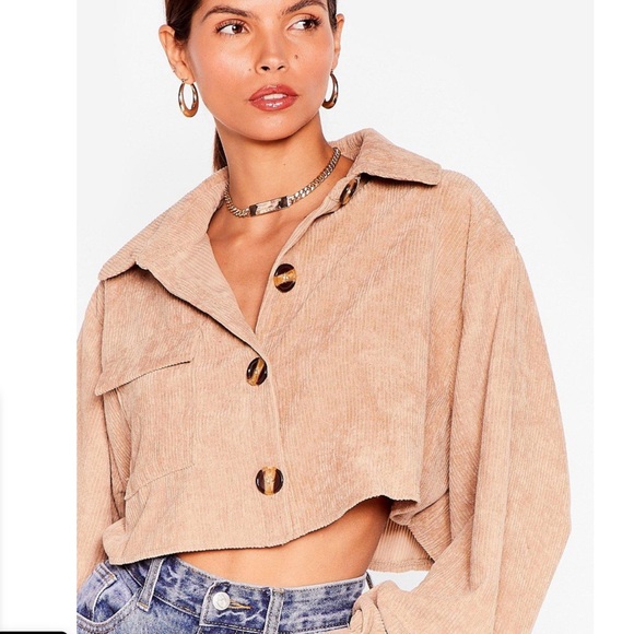 NASTY GAL- Corduroy Cropped Oversized Shirt - Picture 7 of 7